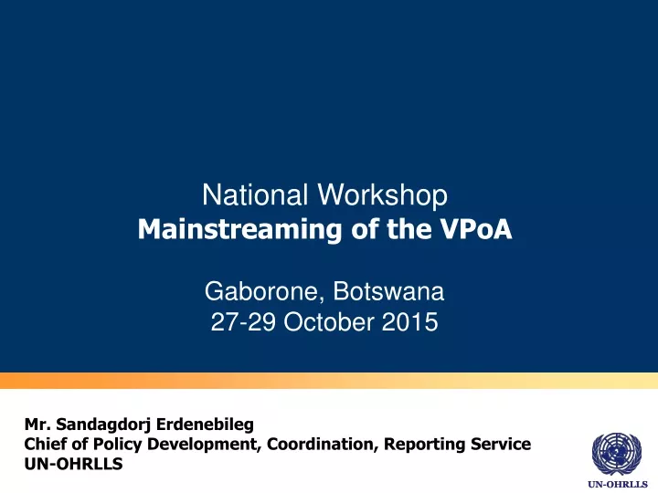 national workshop mainstreaming of the vpoa