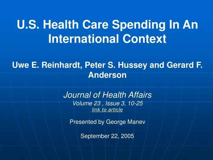 u s health care spending in an international