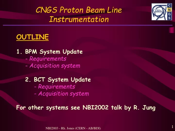 cngs proton beam line instrumentation