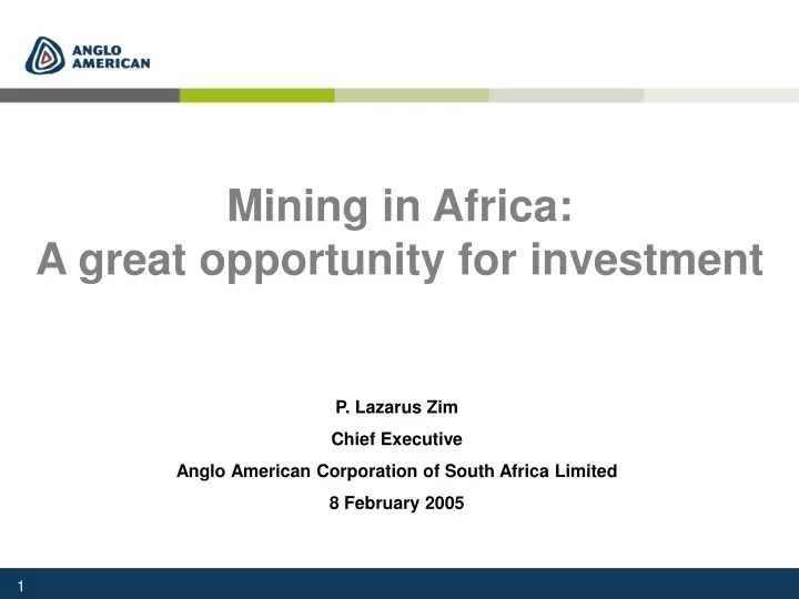 mining in africa a great opportunity