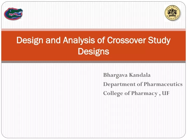 design and analysis of crossover study designs
