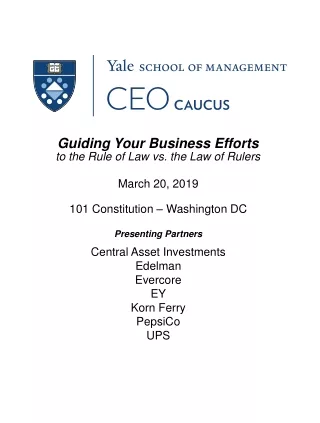 March 20, 2019 101 Constitution – Washington DC Presenting Partners Central Asset Investments