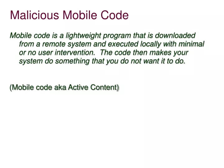 malicious mobile code