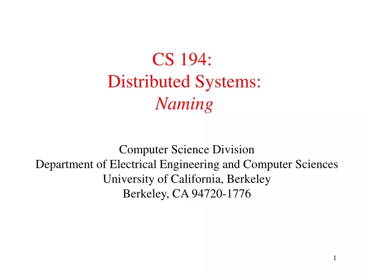 cs 194 distributed systems naming