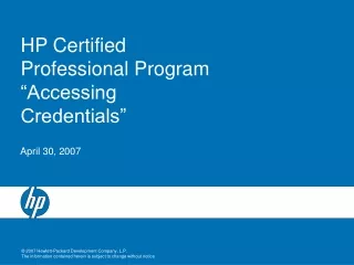 HP Certified Professional Program “Accessing Credentials”