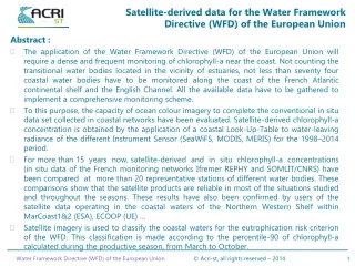Satellite-derived data for the Water Framework Directive (WFD) of the European Union