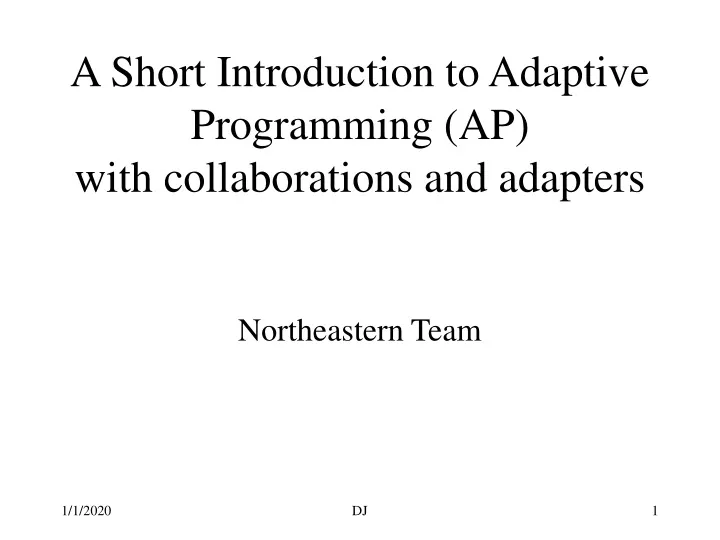 a short introduction to adaptive programming ap with collaborations and adapters