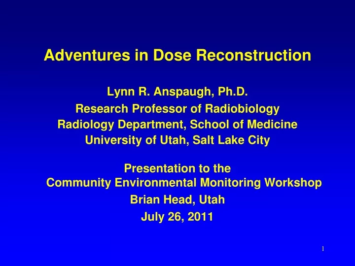 adventures in dose reconstruction