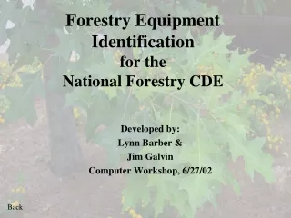 Forestry Equipment Identification for the  National Forestry CDE