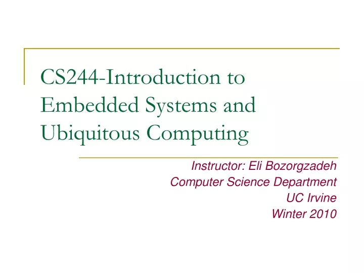 cs244 introduction to embedded systems and ubiquitous computing