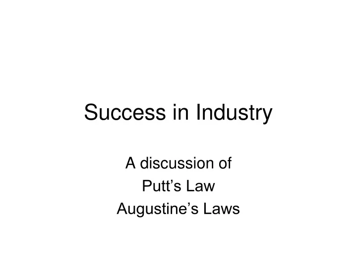 success in industry