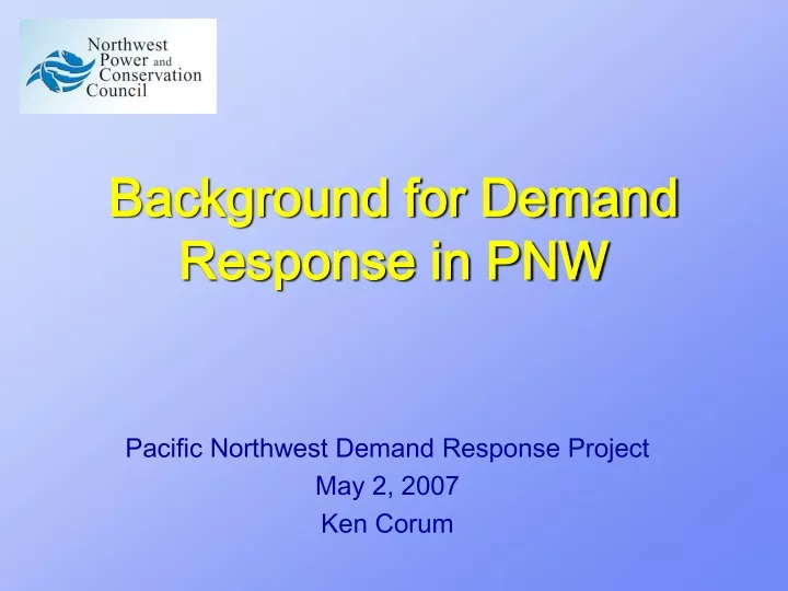 background for demand response in pnw