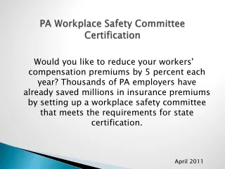 PA Workplace Safety Committee Certification