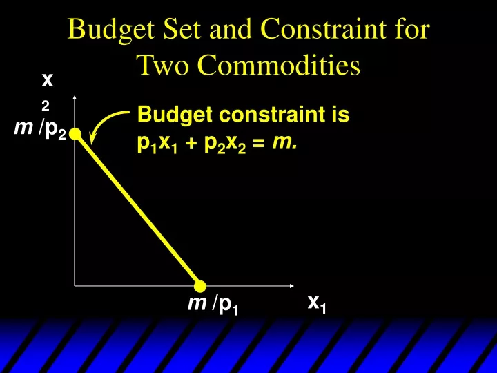 budget set and constraint for two commodities
