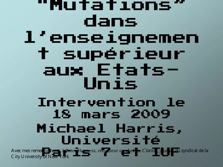 mutations dans l enseignement sup rieur aux etats unis