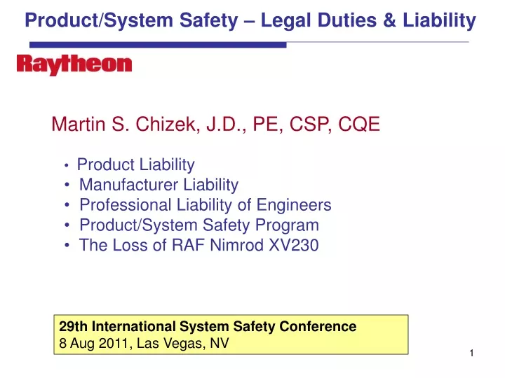 product system safety legal duties liability