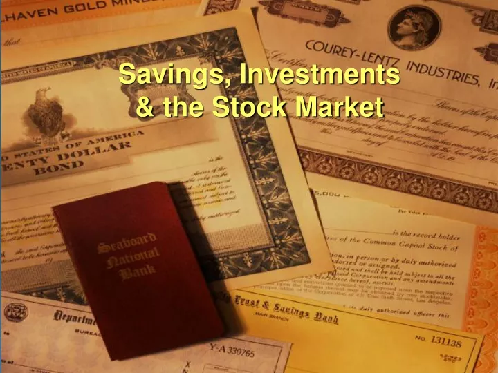 savings investments the stock market