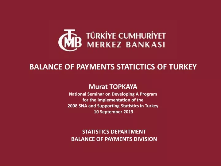 balance of payments statictics of turkey murat