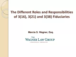 The Different Roles and Responsibilities    of 3(16), 3(21) and 3(38) Fiduciaries