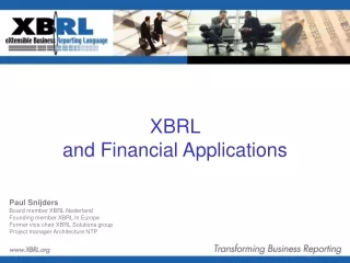 XBRL  and Financial Applications