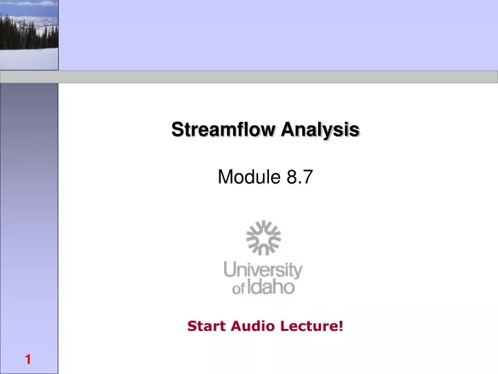 streamflow analysis