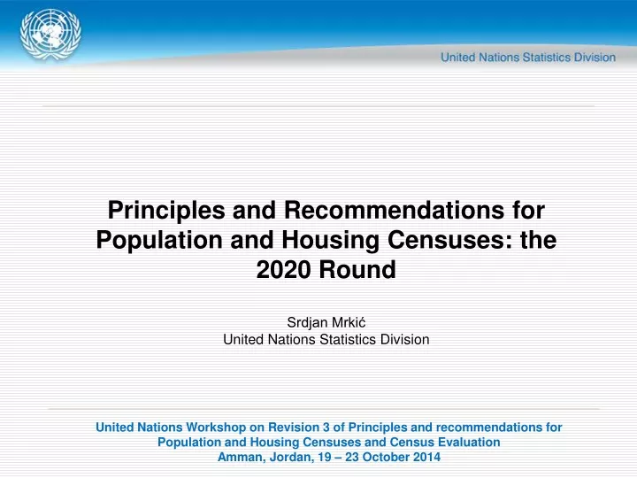 principles and recommendations for population