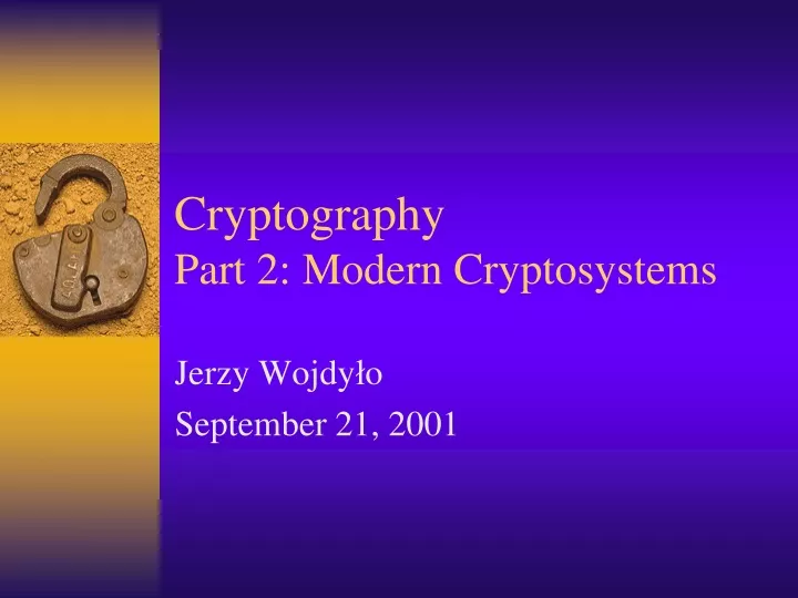 cryptography part 2 modern cryptosystems