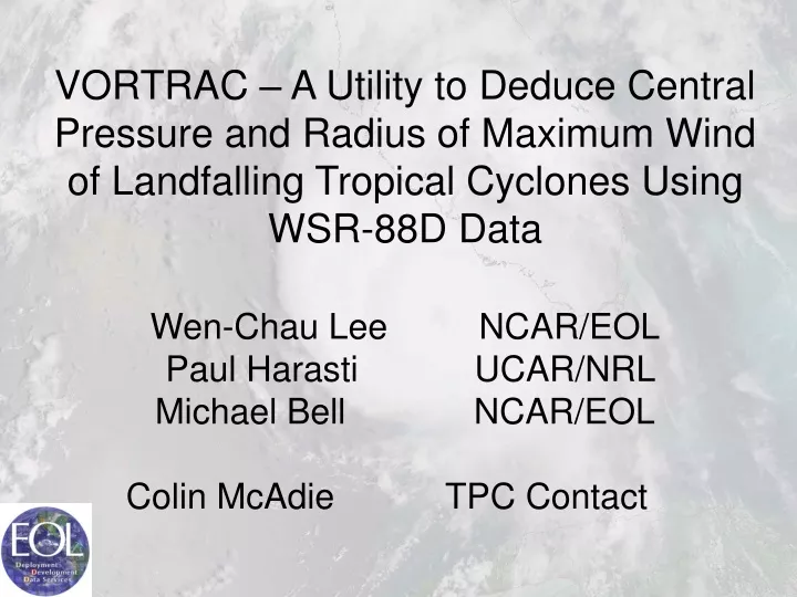 vortrac a utility to deduce central pressure