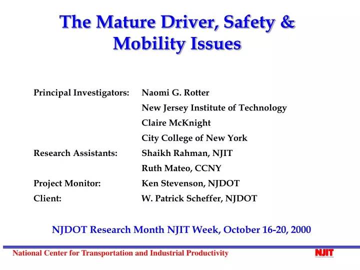 the mature driver safety mobility issues