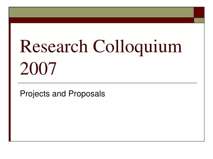 research colloquium 2007