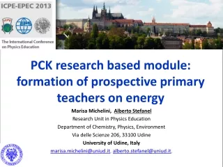 PCK research based module: formation of prospective primary teachers on energy