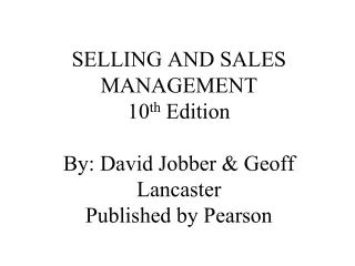 Chapter 1 Development and Role of Selling in Marketing