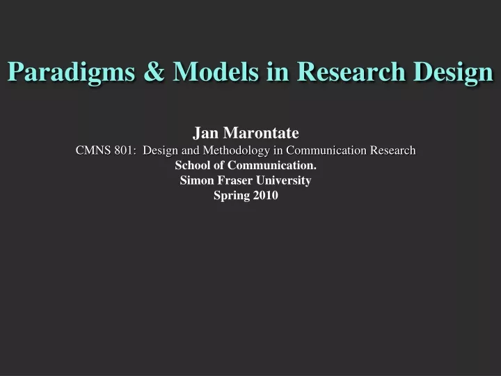 paradigms models in research design