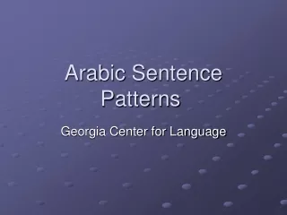 Arabic Sentence Patterns