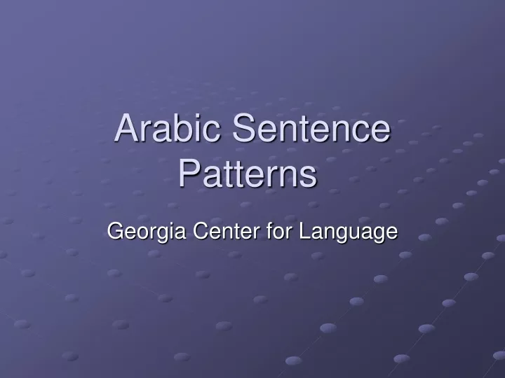 arabic sentence patterns