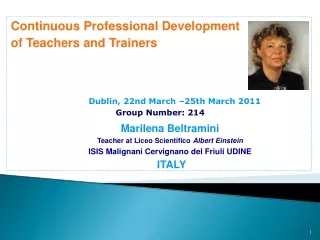 Continuous Professional Development  of Teachers and Trainers