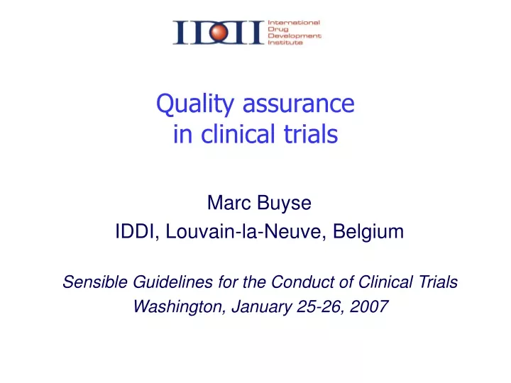 quality assurance in clinical trials