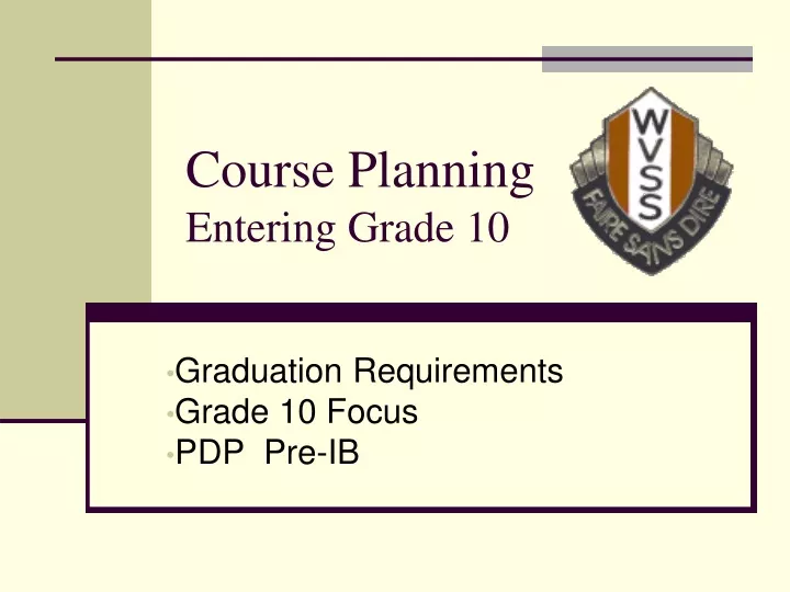 course planning entering grade 10