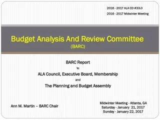 Budget Analysis And Review Committee  (BARC)
