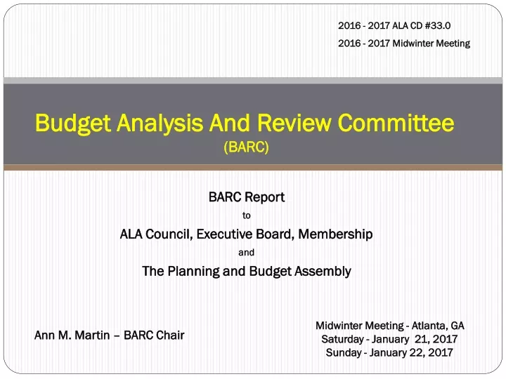 budget analysis and review committee barc