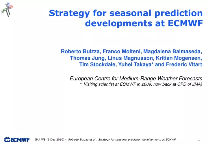 strategy for seasonal prediction developments