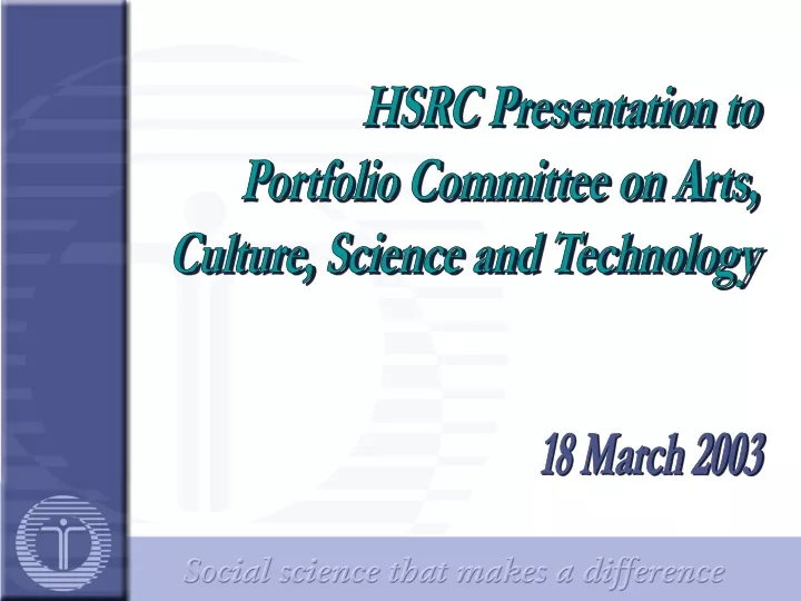 hsrc presentation to portfolio committee on arts