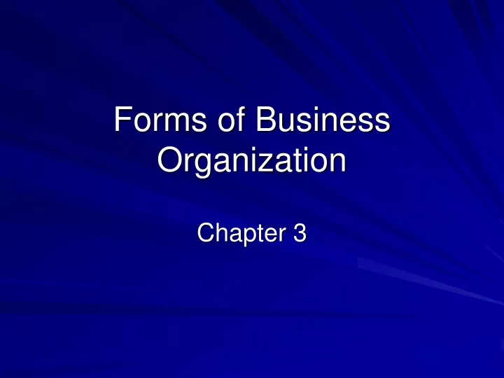 forms of business organization