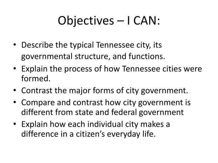 objectives i can