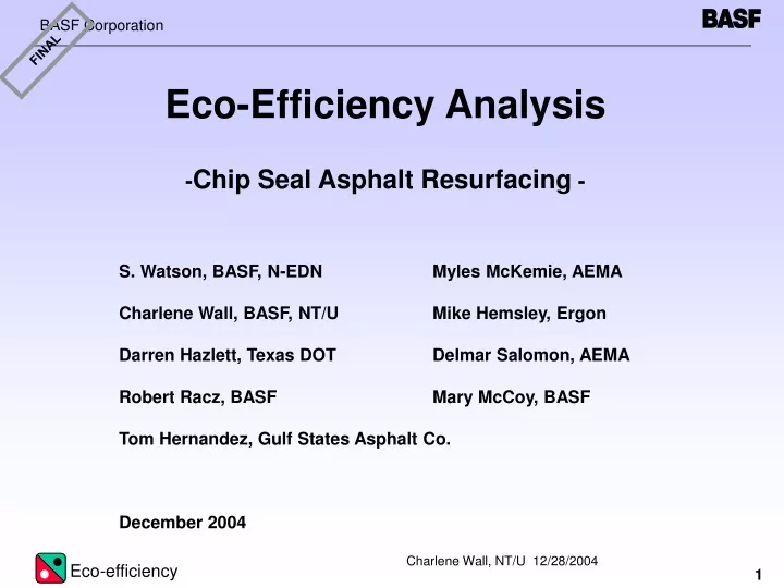 eco efficiency analysis chip seal asphalt