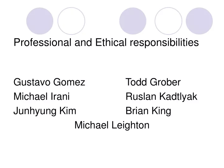 professional and ethical responsibilities