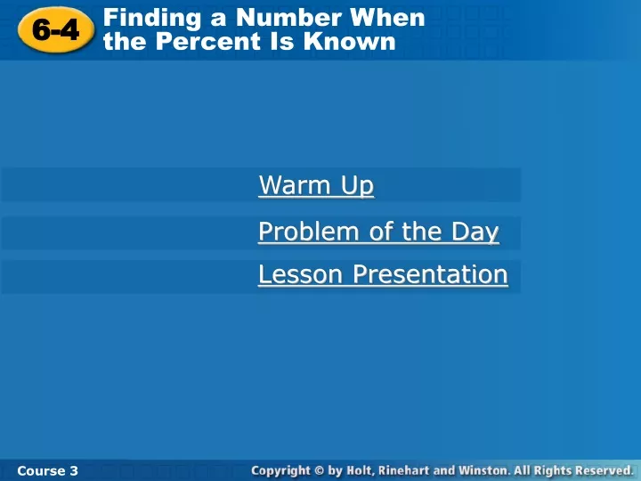 finding a number when the percent is known