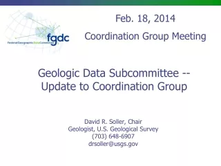 Geologic Data Subcommittee --  Update to Coordination Group