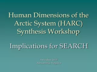 Human Dimensions of the Arctic System (HARC) Synthesis Workshop