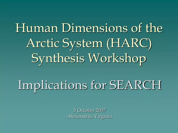 human dimensions of the arctic system harc synthesis workshop